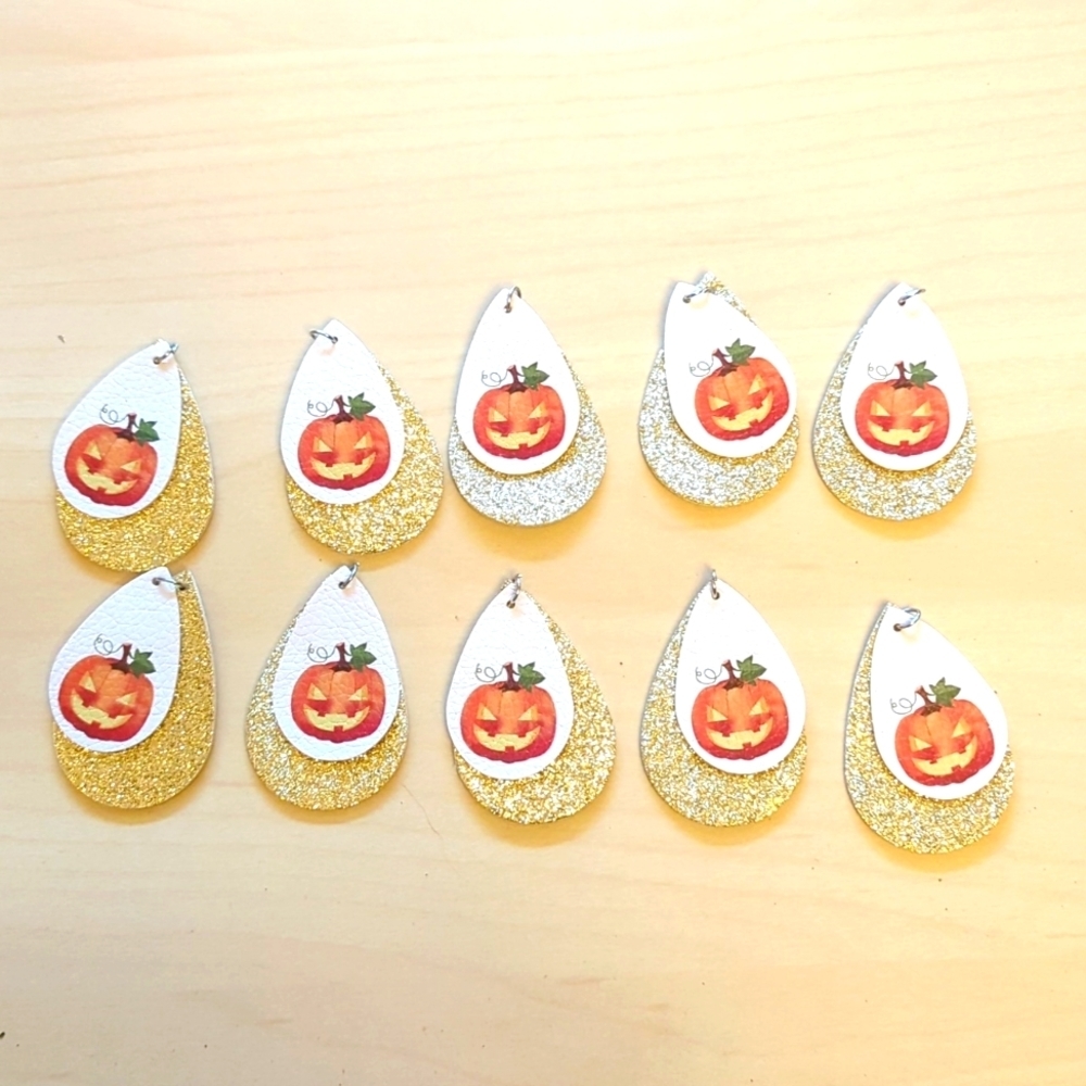 Halloween pumpkin glitter earring jewelry making base